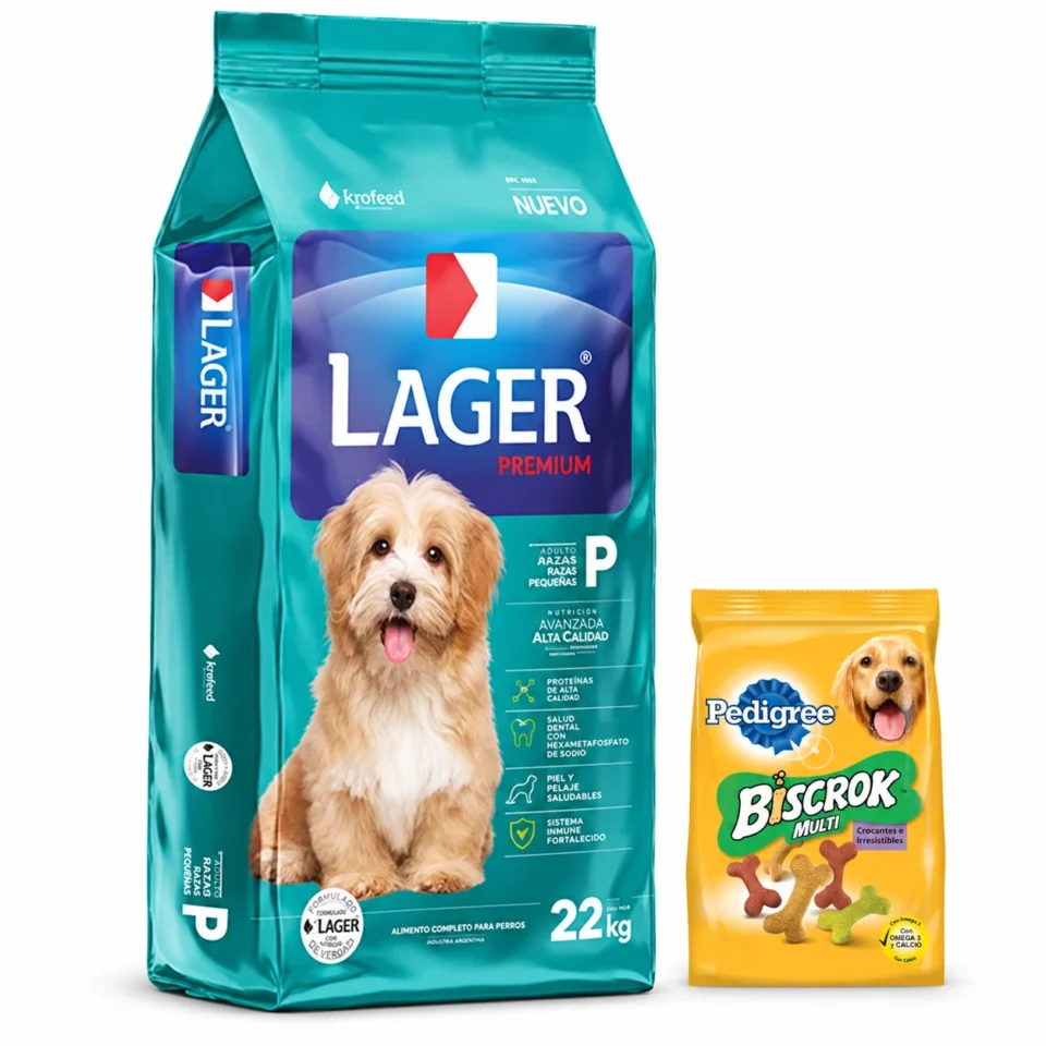 Lager Adulto Raza Pequeña Premium 22 Kg + Biscrok 100 g de regalo