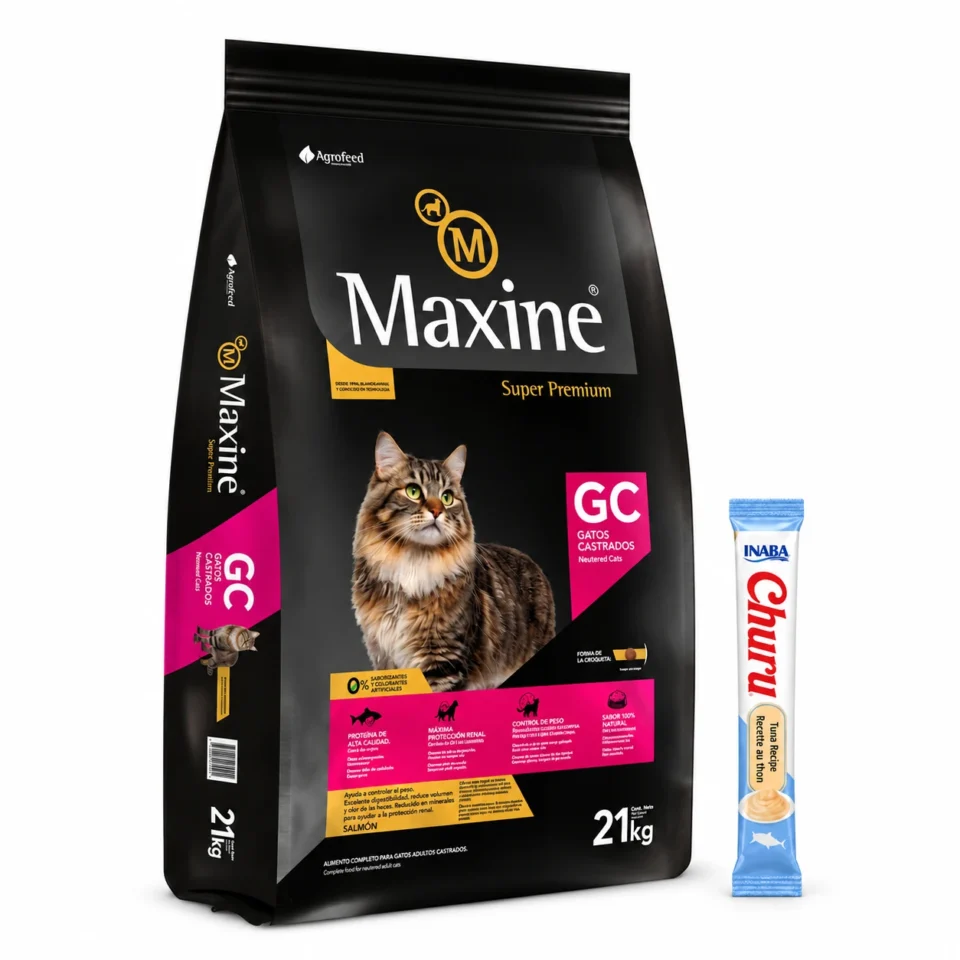Maxine Gato Castrado Super Premium 21+1 Kg + 1 tubo de Churu de regalo