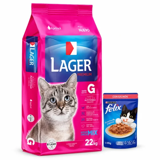 Lager Gato Premium 22 Kg + Salsa para gato de regalo