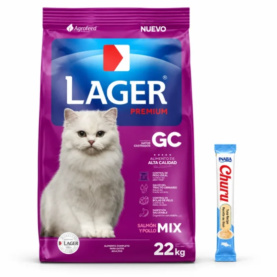 Lager Gato Castrado Premium 22 Kg + 1 tubo de Churu de regalo