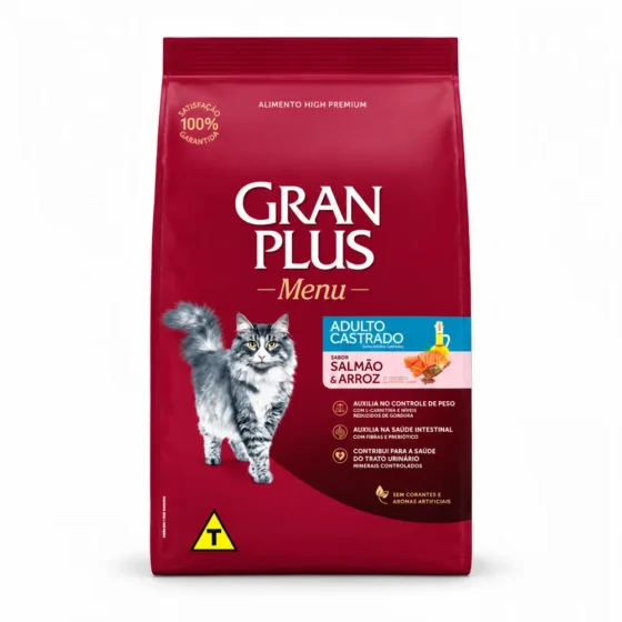 GranPlus Menu Gato Castrado Salmón 10,1 Kg + Salsa para gato de regalo