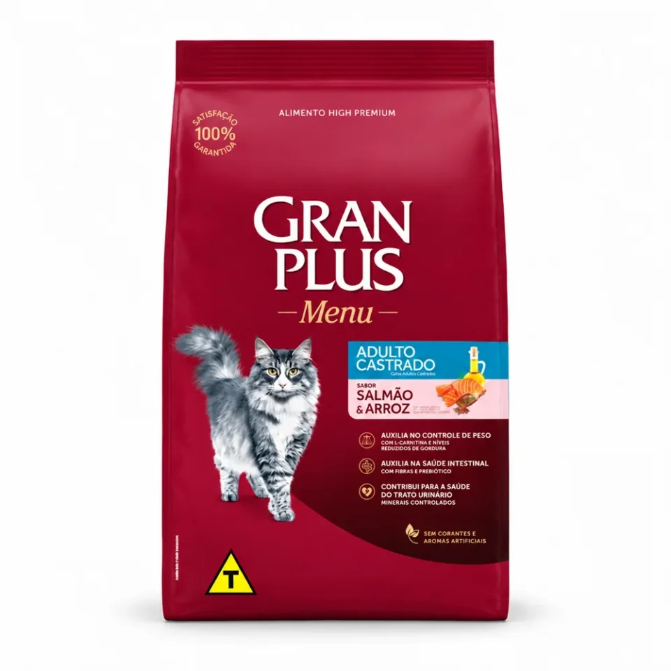 GranPlus Menu Gato Castrado Salmón 10,1 Kg + Salsa para gato de regalo