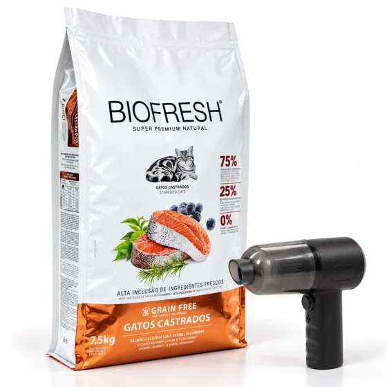 Biofresh gatos castrados salmón 7,5 kg con aspirador portátil de regalo