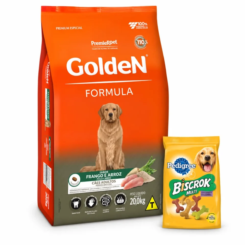 Golden Formula Perros Adultos Pollo y Arroz 20 Kg + Biscrok 100 g de regalo