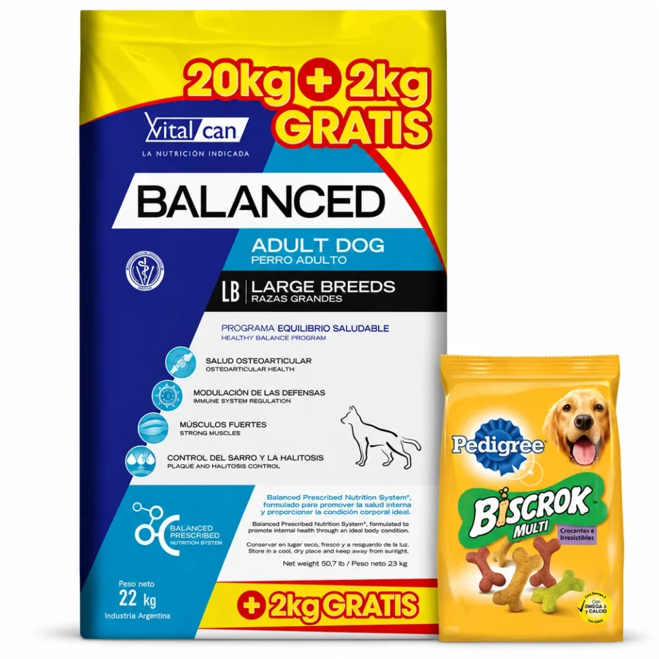 Balanced Perro Adulto Large 22 Kg + Biscrok 100 g de regalo