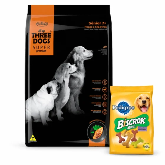 Three Dogs Senior Super Premium 15+2 Kg + Biscrok 100 g de regalo