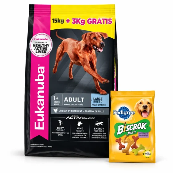 Eukanuba Adulto Raza Grande 18 Kg + Biscrok 100 g de regalo