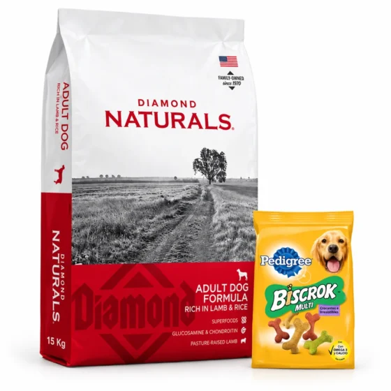 Diamond Naturals Cordero y Arroz 15 Kg + Biscrok 100 g de regalo