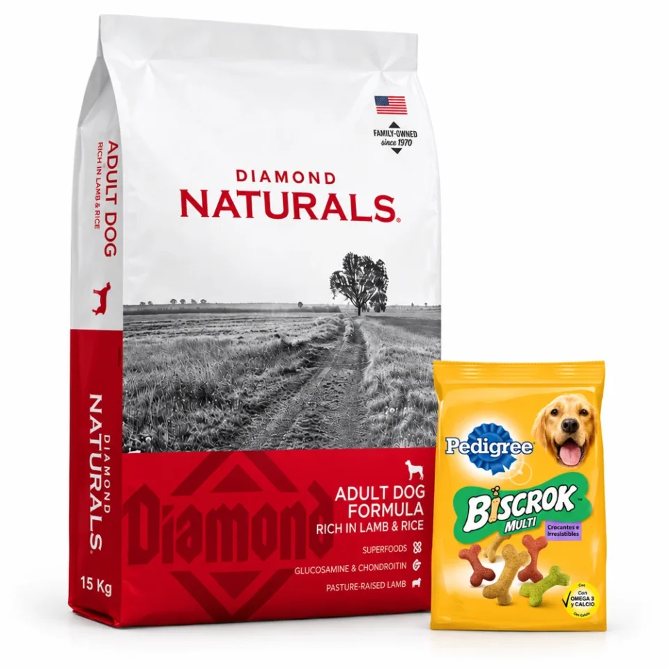 Diamond Naturals Cordero y Arroz 15 Kg + Biscrok 100 g de regalo
