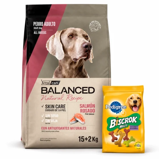Balanced Natural Recipe Salmón Rosado 15+2 Kg + Biscrok 100 g de regalo