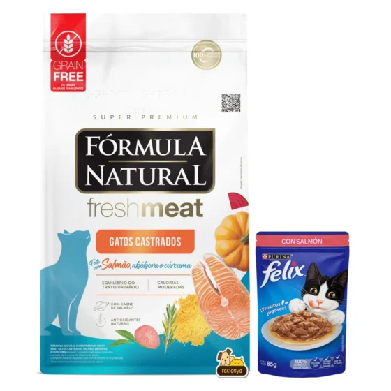 Fórmula Natural Fresh Meat Gato Castrado Salmón 10 Kg + Salsa para gato de regalo
