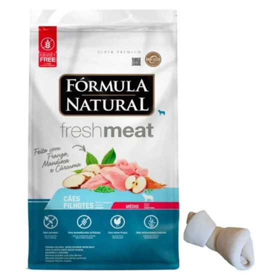 Fórmula Natural Fresh Meat Cachorro Medio 12 Kg + Hueso de lonja de regalo