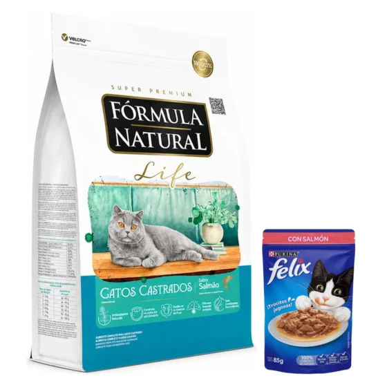Fórmula Natural Life Gato Castrado Salmón 10 Kg + Salsa para gato de regalo