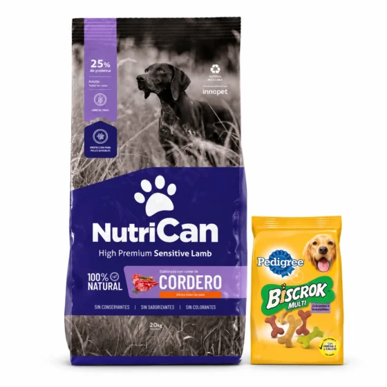 Nutrican Cordero Adulto High Premium 20 Kg + Biscrok 100 g de regalo