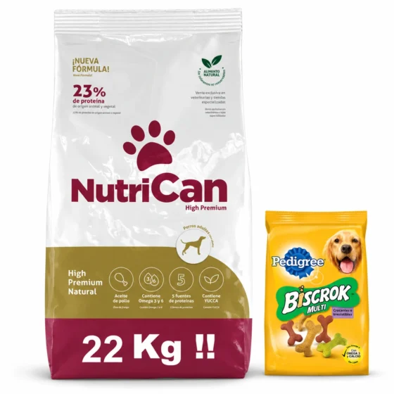 NutriCan Adulto Nueva Formula 22 Kg + Biscrok 100 g de regalo