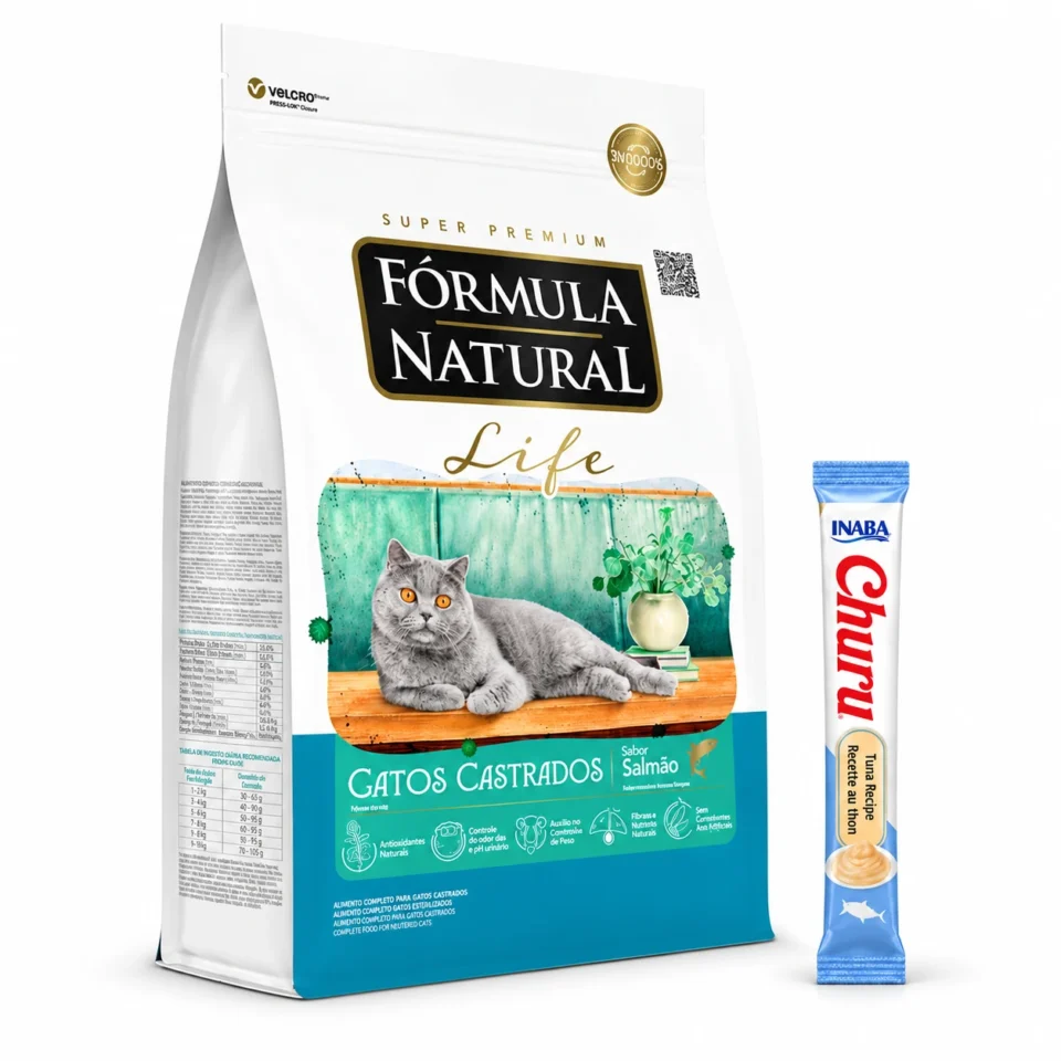 Fórmula Natural Life Gato Castrado Salmón 10 Kg + 1 tubo de Churu de regalo
