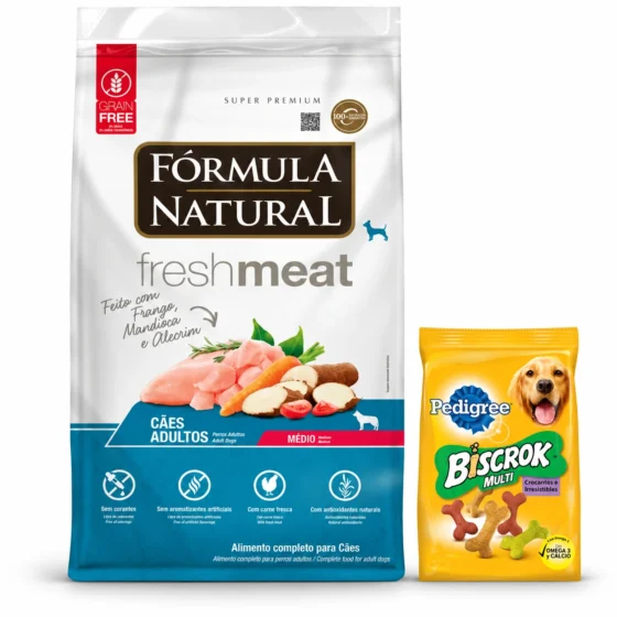 Fórmula Natural Fresh Meat Adultos Medianos 12 Kg + Biscrok 100 g de regalo